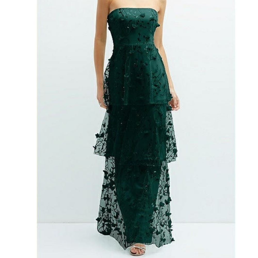 Dessy Collection Strapless Dark Green Gown